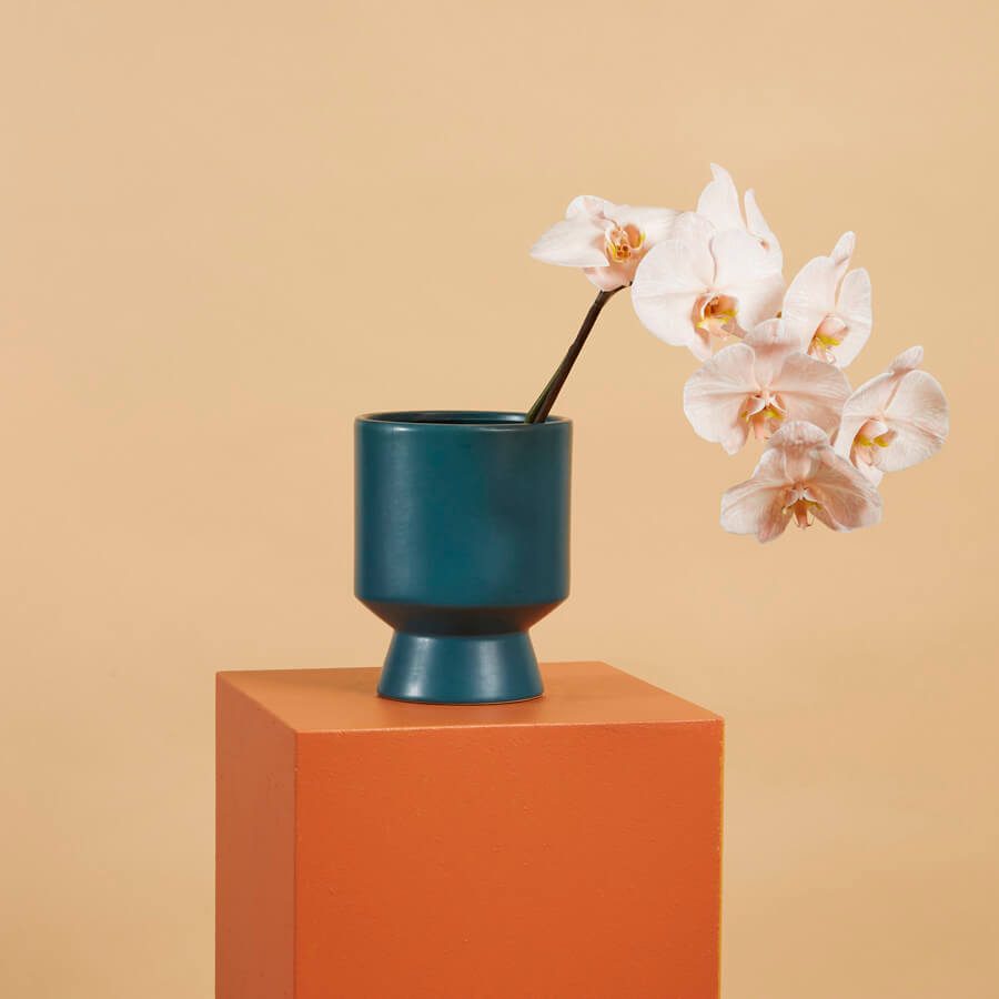 Ceramic Miranda vase- Peacock 20cmh x 12cmd