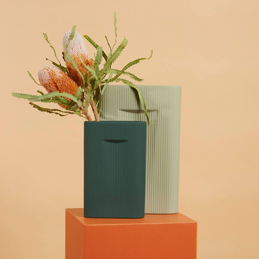 Sable Vase-Pistachio 23.5cml x 35cmh Sable vase- Emerald 16.5cml x 26cmh